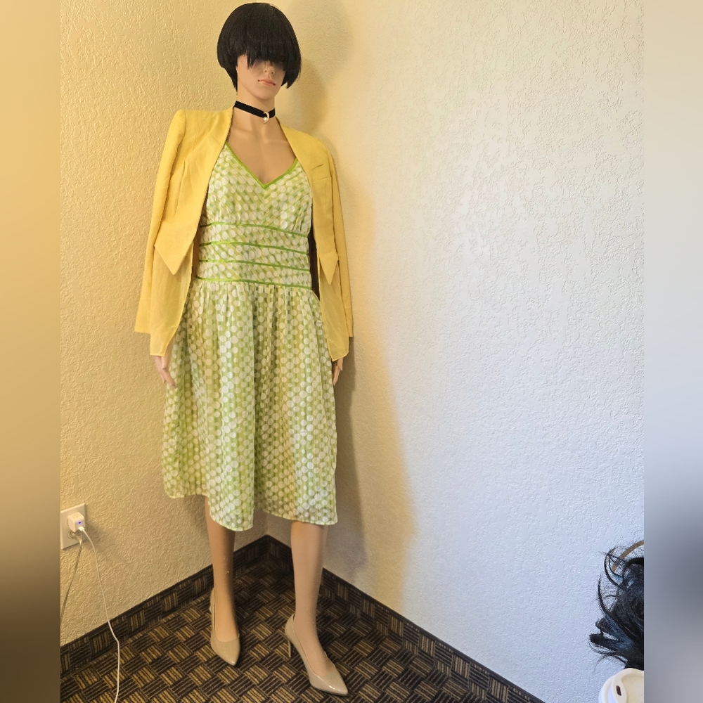 Green Patterned Sleeveless Dress